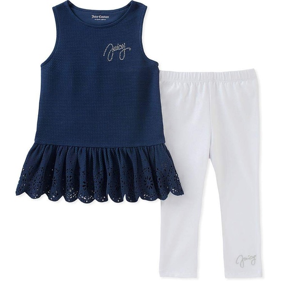 Juicy Couture Lace-Trim Tunic & White Leggings Set